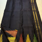 Charcoal Kanjivaram pure silk saree Ettukol weave