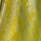 Chartreuse Pure Katan Silk Banarasi saree with Sona Rupa silver gold zari raindrop buttas – Idam Living