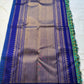 Chevron-packed 3gm pure zari pallu of Kanjeevaram silk saree — ink blue weave detail