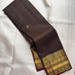 Chocolate Brown Handwoven Pure Silk Kanchipuram Saree with Zari Kattam and Mayil Butta Rudhraksham Border