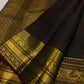 Chocolate Brown Handwoven Pure Silk Kanchipuram Saree with Zari Kattam and Mayil Butta Rudhraksham Border
