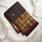 Chocolate Brown Handwoven Pure Silk Kanchipuram Saree with Zari Kattam and Mayil Butta Rudhraksham Border