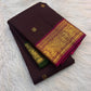 Chocolate brown Pure Silk Kanchipuram Butta saree with Mayil Chakram zari motifs