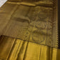 Chocolate Brown Handwoven Pure Silk Kanchi Pattu Saree with Vairaoosi and Gold Zari Border