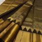Chocolate Brown Handwoven Pure Silk Kanchi Pattu Saree with Vairaoosi and Gold Zari Border