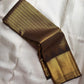 Chocolate Brown Handwoven Pure Silk Kanchi Pattu Saree with Vairaoosi and Gold Zari Border