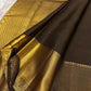 Chocolate Brown Handwoven Pure Silk Kanchi Pattu Saree with Vairaoosi and Gold Zari Border