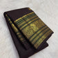 Cinnamon Brown Handwoven Pure Silk Kanjipuram Saree with Varisaipet Border