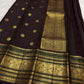 Cinnamon Brown Handwoven Pure Silk Kanjipuram Saree with Varisaipet Border