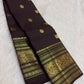 Cinnamon Brown Handwoven Pure Silk Kanjipuram Saree with Varisaipet Border