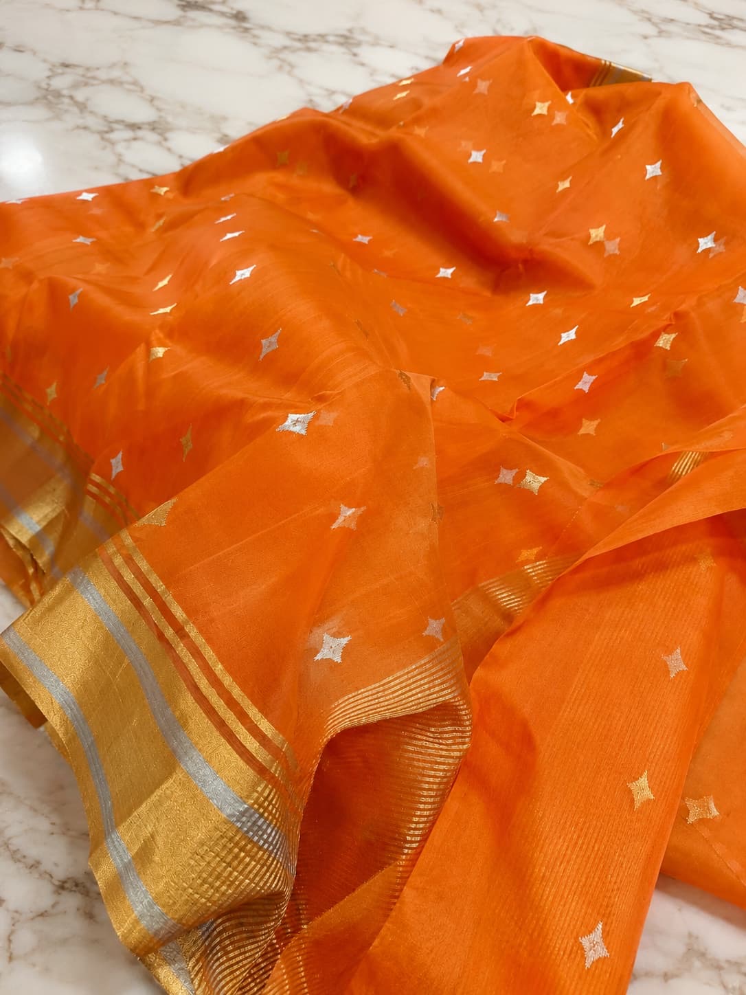 Lightweight Chanderi pattu silk saree with sheer festive drape
