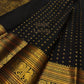 Classic Black KanchiPattu Saree — pallu detail with gold zari peacock and temple work
