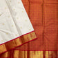 Classic Ivory Pure Silk Kanjivaram Vairaoosi Saree - vermilion red heritage border detail