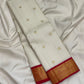 Classic Ivory Pure Silk Kanjivaram Vairaoosi Saree - Vairaoosi weave close-up