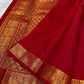 Classic Red Handwoven Pure Silk Kancheepuram Saree with Small Gold Buttas & Petite Zari Elephant Border