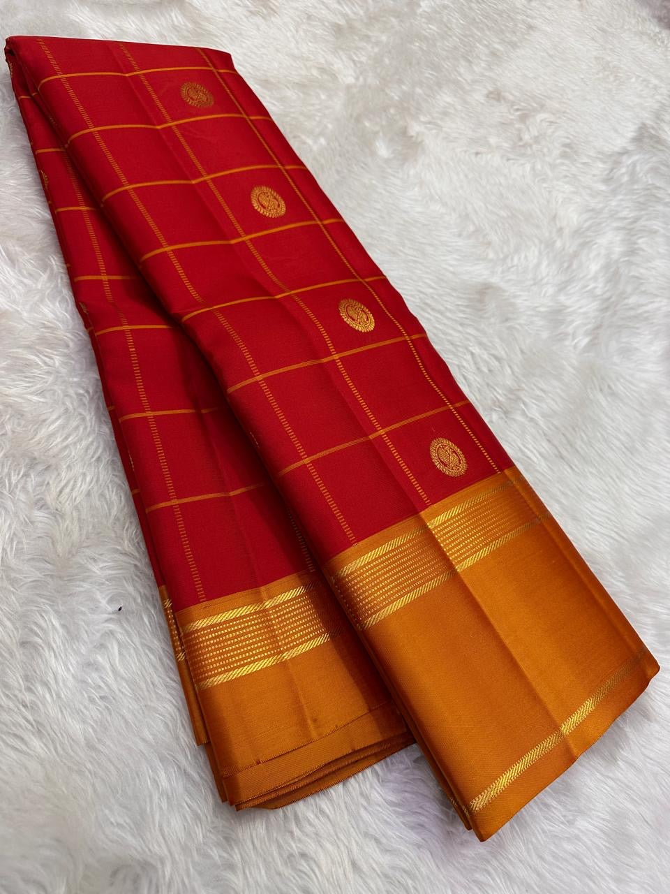 Classic Red pure silk Kanjeevaram saree — classic red