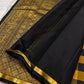 Black and Turmeric Yellow checked Kanjivaram with antique gold zari detailing