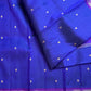 Cobalt blue Pure Silk Kanchipuram Butta saree with violet zari border, detail view 3