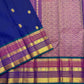Cobalt blue Varisaipet Pure Silk Kanjeevaram saree with red silk and gold zari border