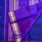 Cobalt blue Pure Silk Kanchipuram Butta saree with violet zari border, detail view 2