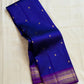 Cobalt blue Pure Silk Kanchipuram Butta saree with violet zari border, detail view 4