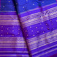 Cobalt blue Pure Silk Kanchipuram Butta saree with violet zari border
