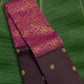 Cocoa brown Kanjivaram saree with rani pink floral jaal pallu – full length view