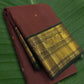 Cocoa brown korvai Kanjivaram silk saree with small zari butta and deep forest green border – Idam Living