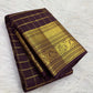 Cocoa Brown Kanchipuram saree with plum undertone, Idam Living