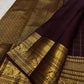 Cocoa Brown handwoven Pure Silk Kanchi Pattu Zari Kattam saree by Idam Living