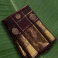 Pure Kanchipuram silk saree in coffee brown with antique gold zari kattam checks and Gandaberunda motifs