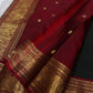 Black handloom korvai silk saree with gold zari display – Idam Living