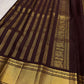 Deep cinnamon brown Kanchipuram saree pallu with dense gold zari jaal and broad classic zari border
