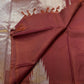 Full view of cinnamon brown handwoven Kanchipuram silk saree with ettukol antique copper border — Idam Living