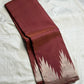 Ettukol antique copper zari pallu on cinnamon brown Kanjeevaram pure silk saree — Idam Living