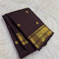 Coffee Brown Kanjivaram silk saree with petite Maanga thanga-zari buttas