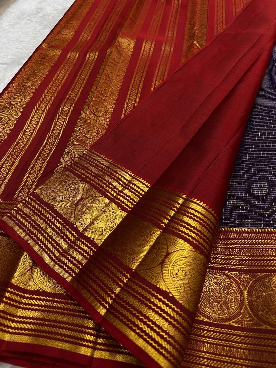 coffee brown Kanchipuram silk saree with blouse piece