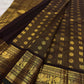 Cinnamon brown Kanjeevaram silk saree, full drape