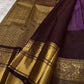 Coffee brown pure Kanchipuram silk saree with traditional zari buttas detail