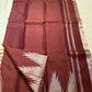 Self cinnamon border with ettukol antique copper zari on handwoven Kanchipuram saree — Idam Living