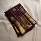 Coffee brown Pure Silk Kanjivaram saree showcasing Gandaberunda heritage motif border craftsmanship