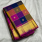 Multicolour paalum pazhamum check body with gold zari butta on Kancheepuram silk saree — Idam Living