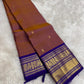 Copper handloom silk saree with korvai border display – Idam Living
