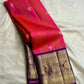 Coral-amethyst shot colour Pure Silk Kanjivaram Korvai saree with alternating Sona Rupa floral buttas.