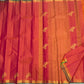 Burnt Coral Orange Handwoven Pure Silk Kanchipuram Vairaoosi Saree with Yazhi Motif