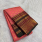 Coral Peach Kanchi Pattu silk saree pallu with dense zari work