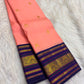 Coral-pink pure silk Kanjeevaram Korvai saree, full drape — Idam Living