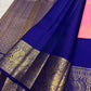 Coral Pink Pure Silk Kanchipuram saree with luminous gold zari detailing