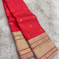 Coral Red Handwoven Pure Silk Kanjipuram Saree with Mayil Chakram Butta and Ganga Jamuna Border