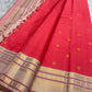 Coral Red Handwoven Pure Silk Kanjipuram Saree with Mayil Chakram Butta and Ganga Jamuna Border